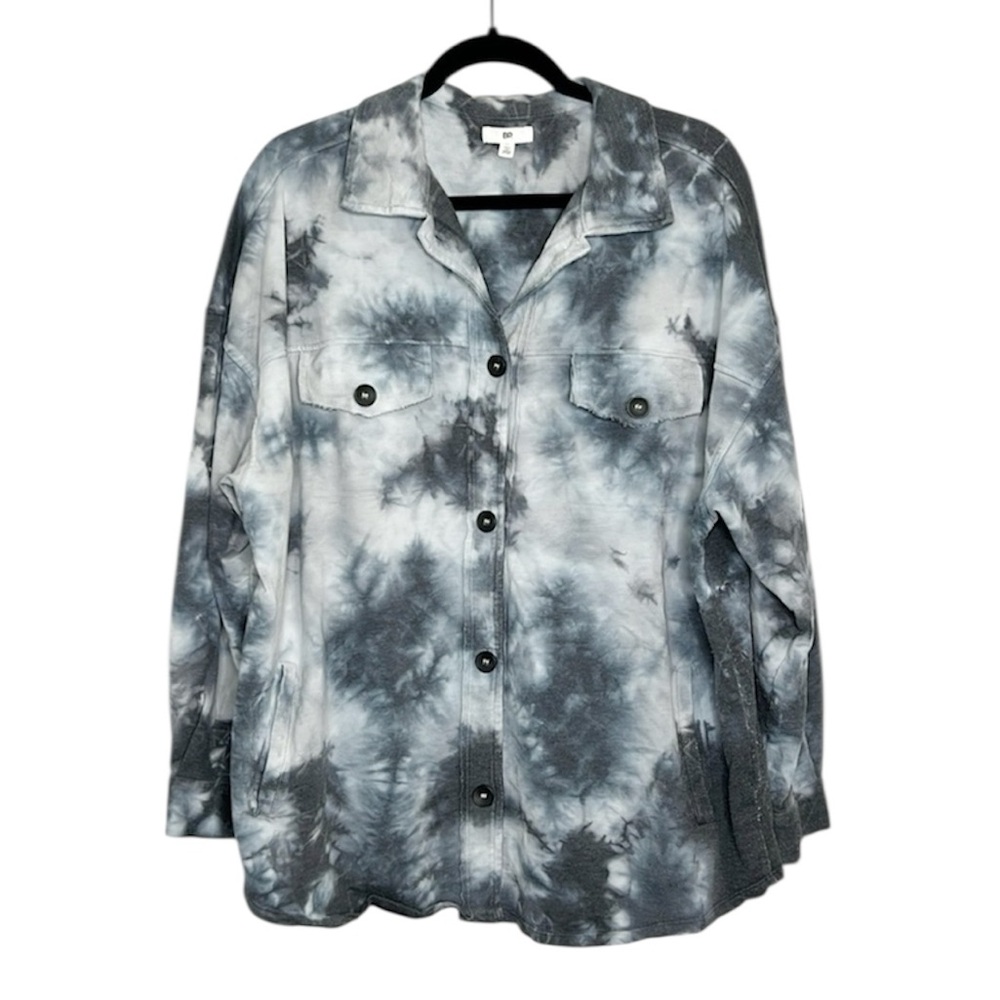 BP blue dyed oversized button up top with pockets size Medium